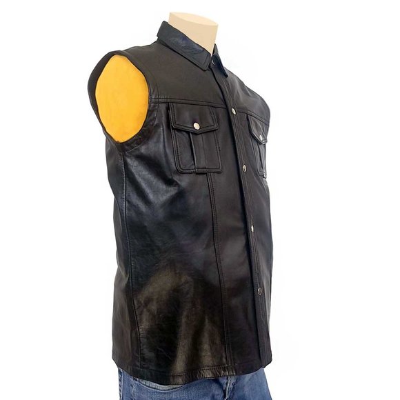 Kookie Leather Vest 2 Pocket Snaps - Picture 3 of 14